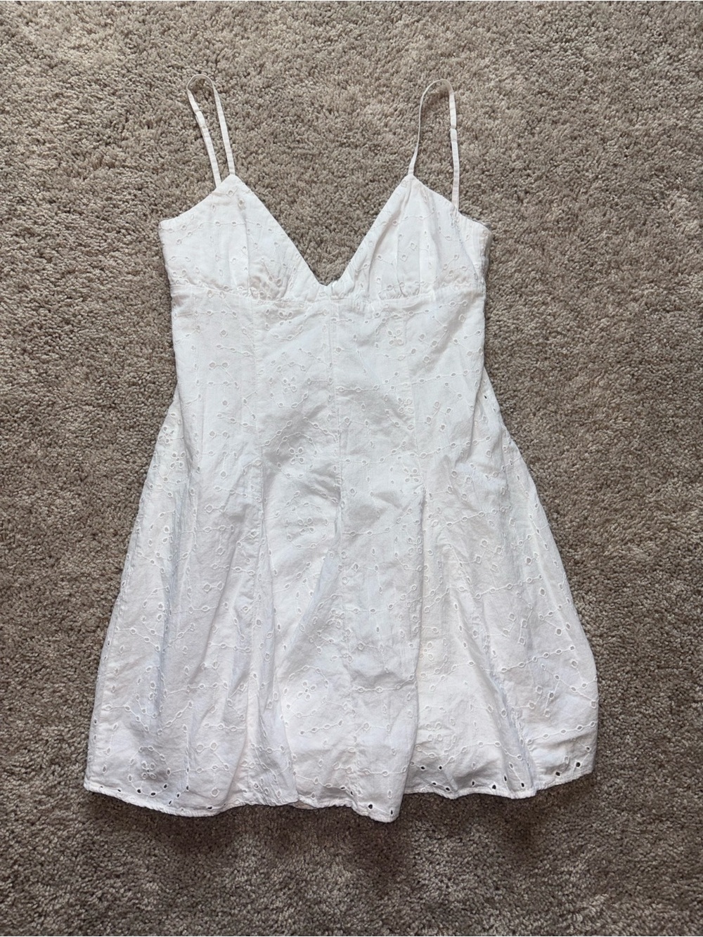 🎀 ZARA White Cotton Eyelet Skort Dress Hidden Shorts Romper | Size S